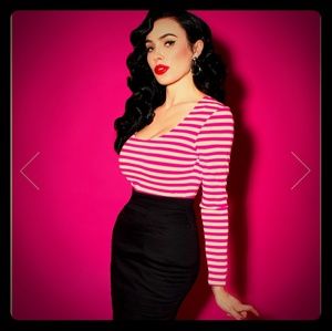 TROUBLEMAKER TOP IN PINK AND WHITE STRIPES - VIXEN